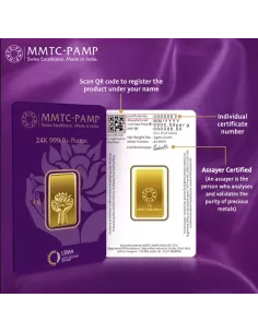Buy MMTC PAMP Gold Lotus Bar of 1 Grams Gold 24 Karat I CoinBazaar