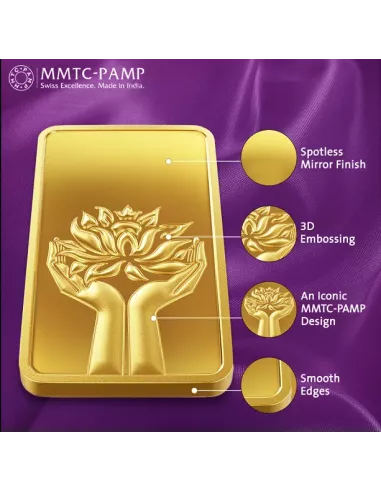 Buy MMTC PAMP Gold Lotus Bar of 1 Grams Gold 24 Karat I CoinBazaar