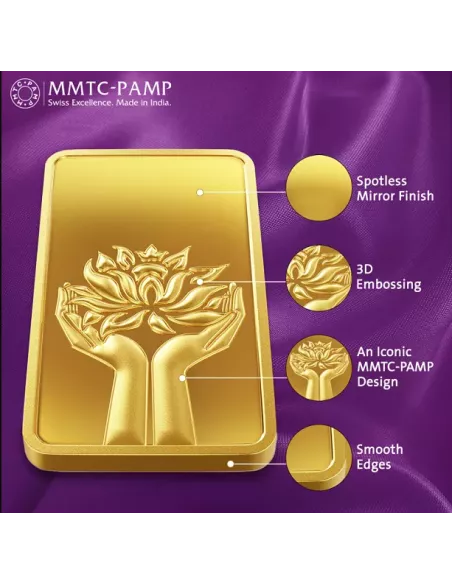 Buy MMTC PAMP Gold Lotus Bar of 1 Grams Gold 24 Karat I CoinBazaar
