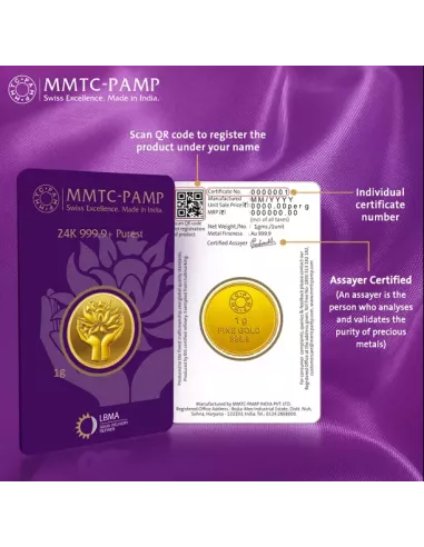 1 Gram Gold Coin- MMTC-PAMP 24K (999.9 Purity) | Live Price Today | Co