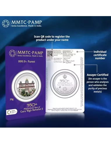 MMTC-PAMP  Colorful Silver Coin of 20 Gram in 999.9 Purity / Fineness