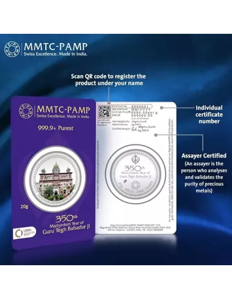 MMTC-PAMP  Colorful Silver Coin of 20 Gram in 999.9 Purity / Fineness