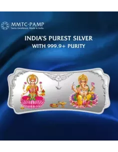 MMTC-PAMP Laxmi Ganesh Silver Coloured Bar of 50 Gram Laxmi-Ganesh in