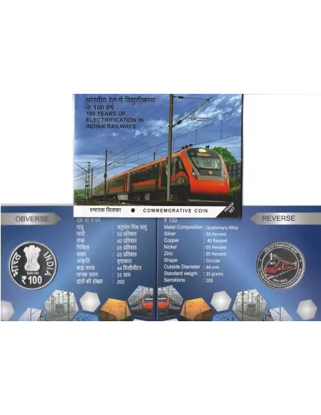 100 Rupees India Govt. Mint  100 Years of Electrification In Indian Ra