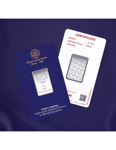 Buy Gujarat Gold Centre Silver Bar Of 5 Gram in 999 24Kt Purity