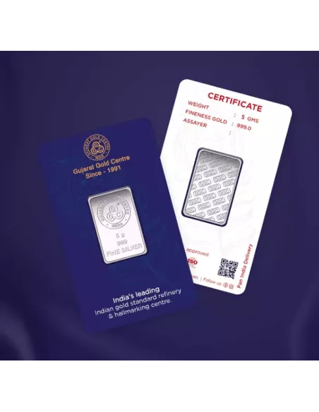 Buy Gujarat Gold Centre Silver Bar Of 5 Gram in 999 24Kt Purity