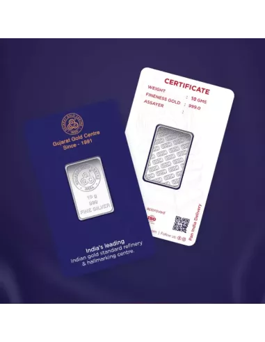 Buy Gujarat Gold Centre Silver Bar Of 10 Gram in 999 24Kt Purity