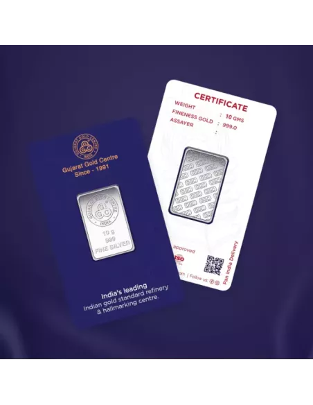 Buy Gujarat Gold Centre Silver Bar Of 10 Gram in 999 24Kt Purity