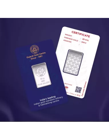 Buy Gujarat Gold Centre Silver Bar Of 20 Gram in 999 24Kt Purity