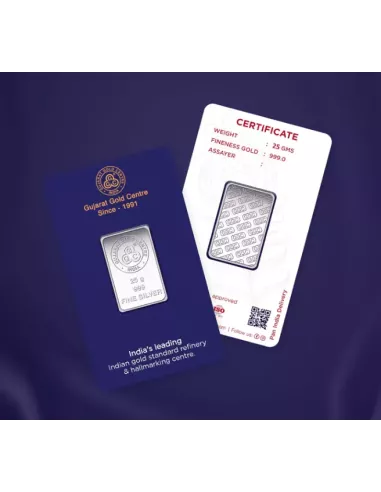 Buy Gujarat Gold Centre Silver Bar Of 25 Gram in 999 24Kt Purity