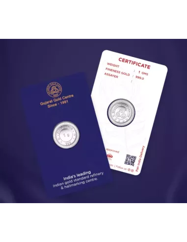 Gujarat Gold Centre Silver Coin Of 1 Gram in 999 24Kt Purity Fineness