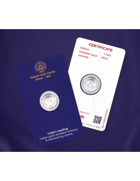 Gujarat Gold Centre Silver Coin Of 1 Gram in 999 24Kt Purity Fineness