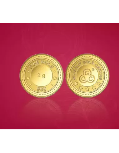 Guajrat Gold Centre Gold Coin Of 2 Gram  Gold 24Kt in 999 Purity / Fin