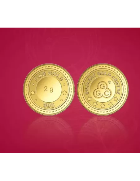 Guajrat Gold Centre Gold Coin Of 2 Gram  Gold 24Kt in 999 Purity / Fin