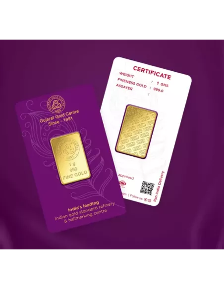 Buy Gujarat Gold Centre Gold Bar Of 1 Gram 24Kt in 999 Purity