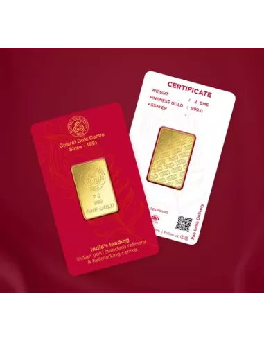 Buy Gujarat Gold Centre Gold Bar Of 2 Gram  Gold 24Kt in 999 Purity