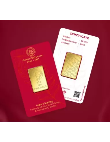 Buy Gujarat Gold Centre Gold Bar Of 10 Gram Gold  24Kt in 999 Purity