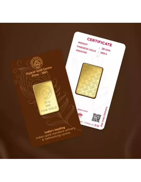 Buy Gujarat Gold Centre Gold Bar Of 20 Gram  Gold 24Kt in 999 Purity
