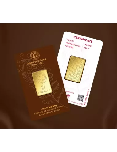 Buy Gujarat Gold Centre Gold Bar Of 50 Gram 24Kt in 999 Purity