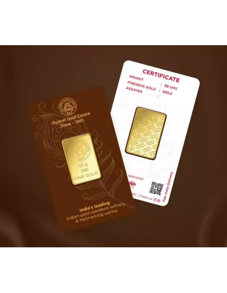 Buy Gujarat Gold Centre Gold Bar Of 50 Gram 24Kt in 999 Purity