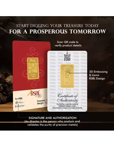 Buy RSBL Buy Gold Bar 5 Grams Gold 24 Karat 999 Purity |  CoinBazaar