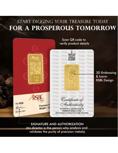 Buy RSBL Buy Gold Bar Of 1 Gram Gold 24Kt Gold 999 Purity I CoinBazaar