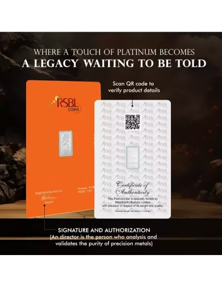 RSBL Platinum Bar Of 1 Gram 999 Purity Fineness
