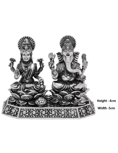 Lakshmi Ganesh  Semi Solid Silver Plain Idol By Emerald
