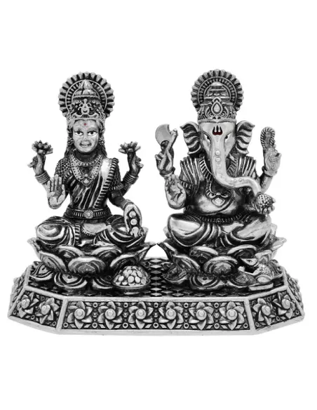 Lakshmi Ganesh Solid Idol Of Approx 150 gm in 92.5 Silver of 2 inch He