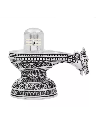 Shivlinga & Nandi Solid Idol Of Approx. 180 gm in 92.5 Silver 3 inch H