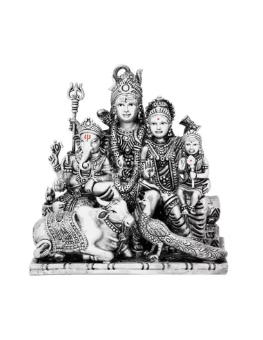 Shiva Family Solid Idol Of Approx. 38 gm in 92.5 Silver 1.5 inch Heigh