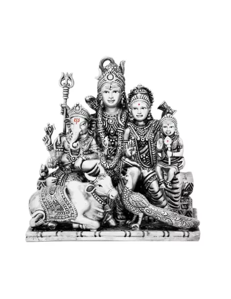 Shiva Family Solid Idol Of Approx. 38 gm in 92.5 Silver 1.5 inch Heigh