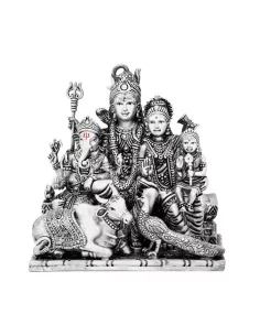 Shiva Family Solid Idol Of Approx. 720 gm in 92.5 Silver 5 inch Height