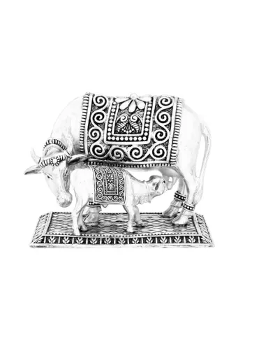 Cow & Calf Solid Idol Of Approx. 190 gm in 92.5 Silver 2.5 inch Height