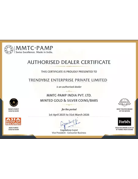 MMTC-PAMP Virasat Gold Coin Of 10 gm 24 Karat in 999.9 Purity Fineness