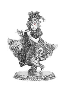 Krishna Solid Idol Of Approx. 140 gm in 92.5 Silver of 4 inch Height b