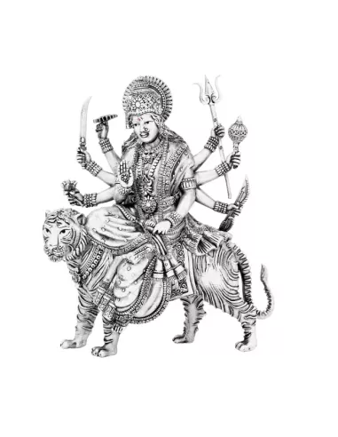 Ambe Mata Solid Idol Of Approx. 340 gm in 92.5 Silver of 4 inch Height