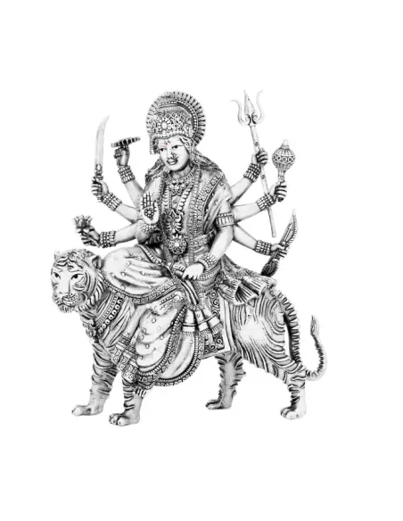 Ambe Mata Solid Idol Of Approx. 340 gm in 92.5 Silver of 4 inch Height