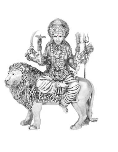 Durga Mata Solid Idol Of Approx. 260 gm in 92.5 Silver of 4 inch Heigh