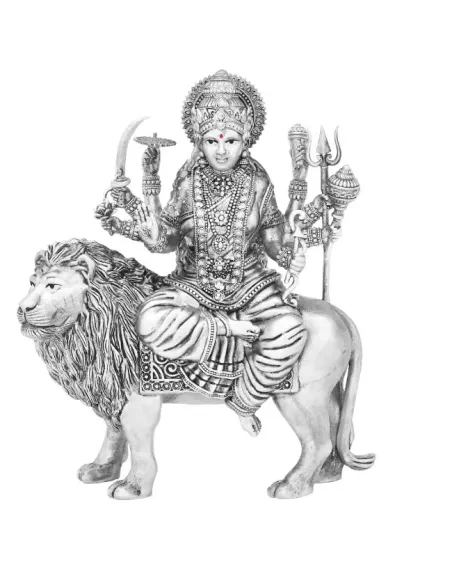 Durga Mata Solid Idol Of Approx. 260 gm in 92.5 Silver of 4 inch Heigh