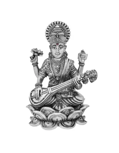 Saraswati Solid Idol Of Approx 940 gm in 92.5 Silver of 6 inch Height