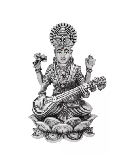Saraswati Solid Idol Of Approx 940 gm in 92.5 Silver of 6 inch Height