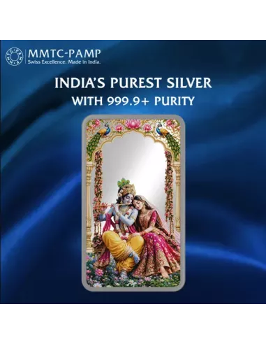 MMTC-PAMP Radha Krishna Silver Ingot Bar of 50  Gram in 999.9 Purity /