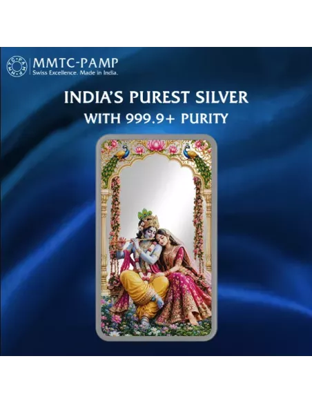 MMTC-PAMP Radha Krishna Silver Ingot Bar of 50  Gram in 999.9 Purity /