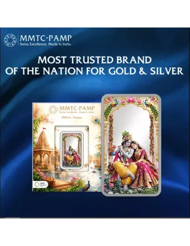 MMTC-PAMP Radha Krishna Silver Ingot Bar of 50  Gram in 999.9 Purity /