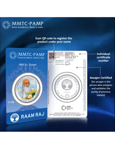 MMTC PAMP Maharishi Mahesh Yogi Colored Silver Coin  1 oz / 31.10gm in