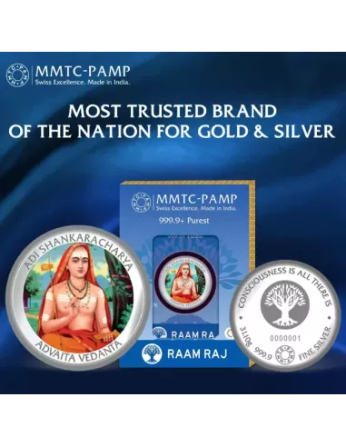 MMTC PAMP Adi Shankaracharya Colored Silver Coin  1 oz / 31.10gm in 99