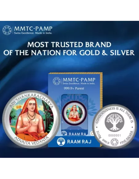 MMTC PAMP Adi Shankaracharya Colored Silver Coin  1 oz / 31.10gm in 99