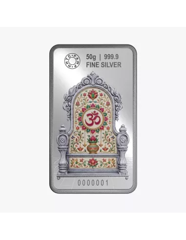 MMTC PAMP Colorful Lord Ganesha Silver Bar of 50 Gram in 999.9 Purity