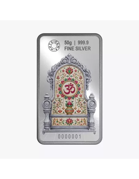 MMTC PAMP Colorful Lord Ganesha Silver Bar of 50 Gram in 999.9 Purity